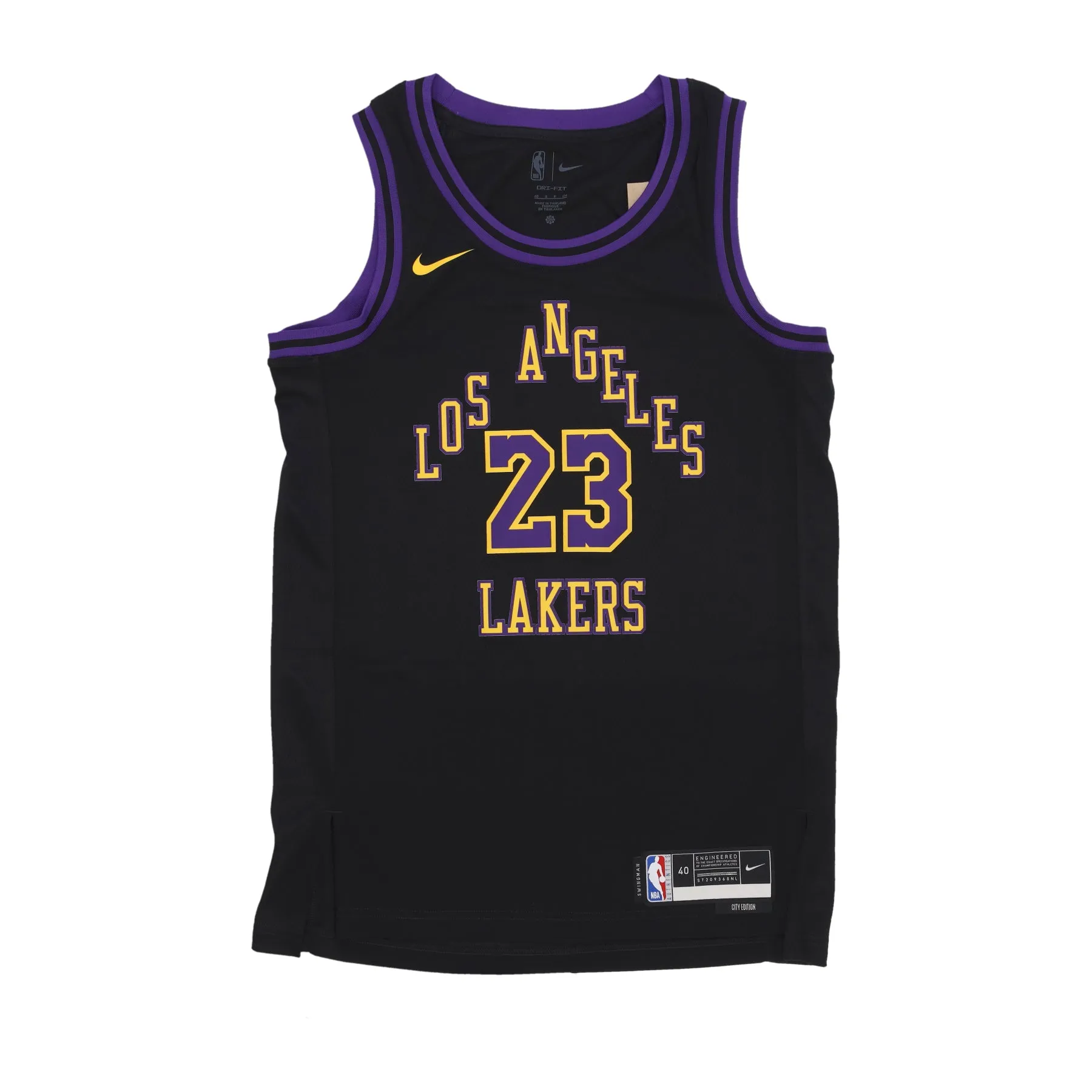 Canotta Basket Uomo Nba City Edition 2023/24 Dri-fit Swingman Jersey No 23 Lebron James Loslak Black