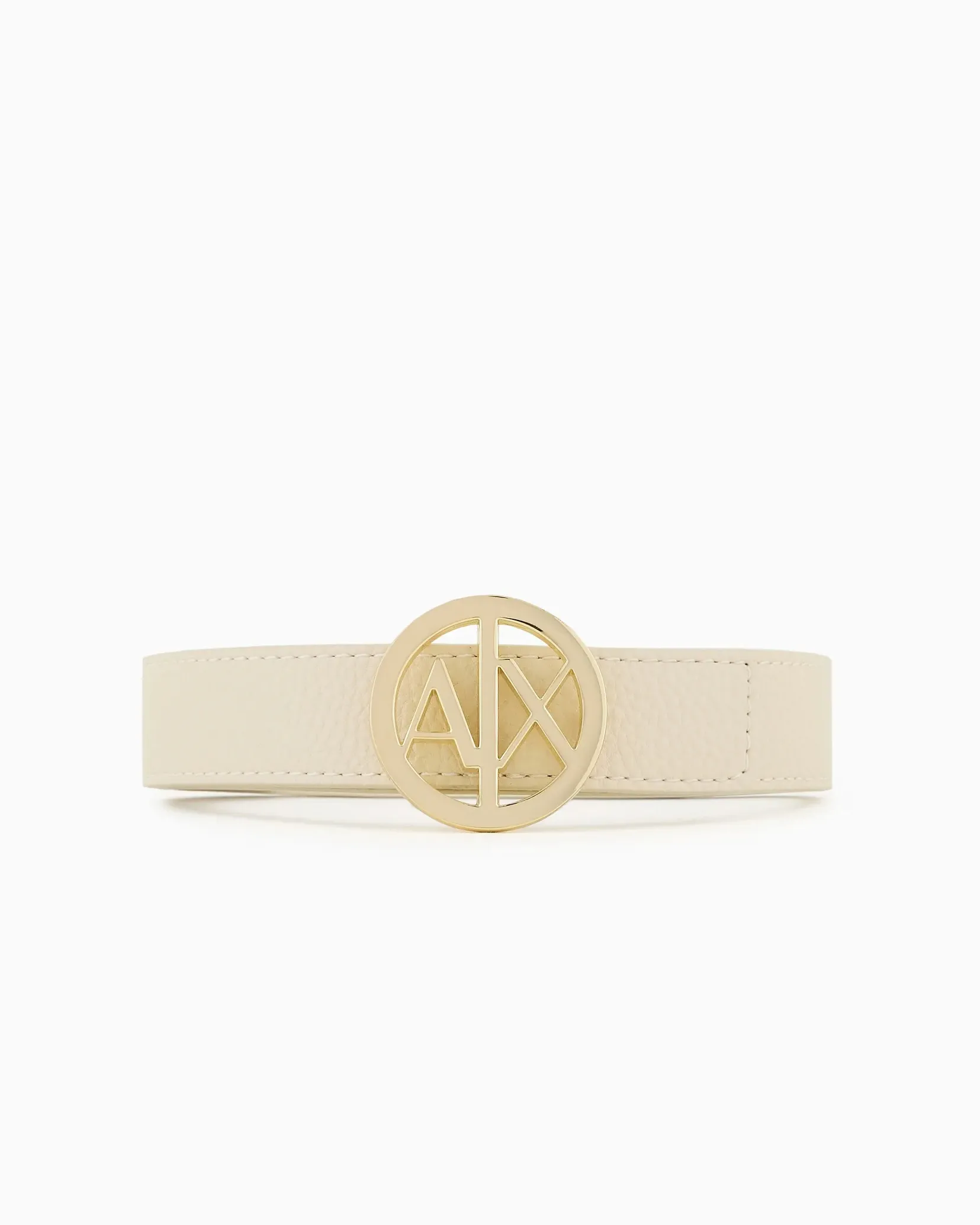 Cintura color latte reversibile nel colore bianco in similpelle liscia con fibbia logo