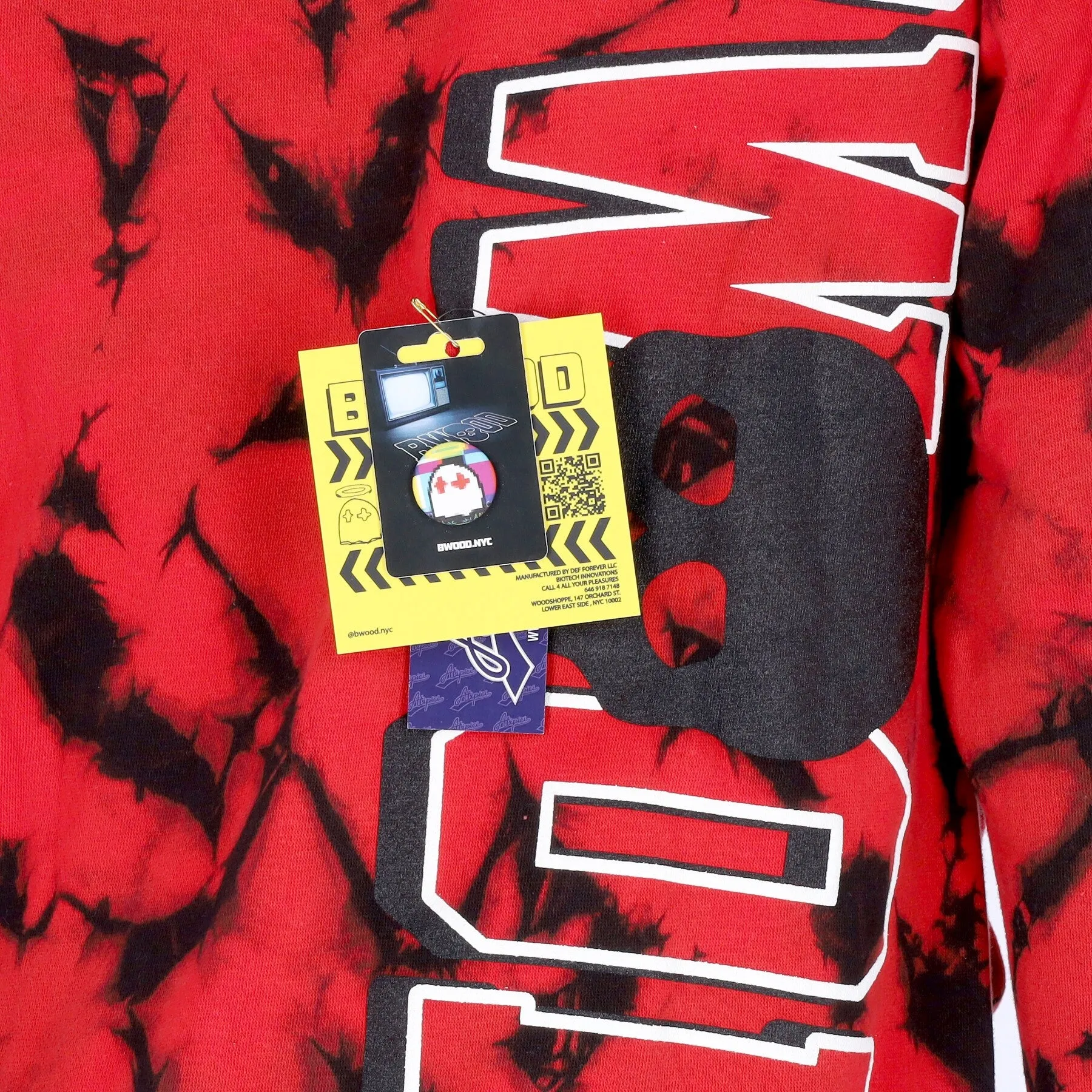 Felpa Cappuccio Uomo Chenille Ghost On Volcano Dye Hoody Black/red