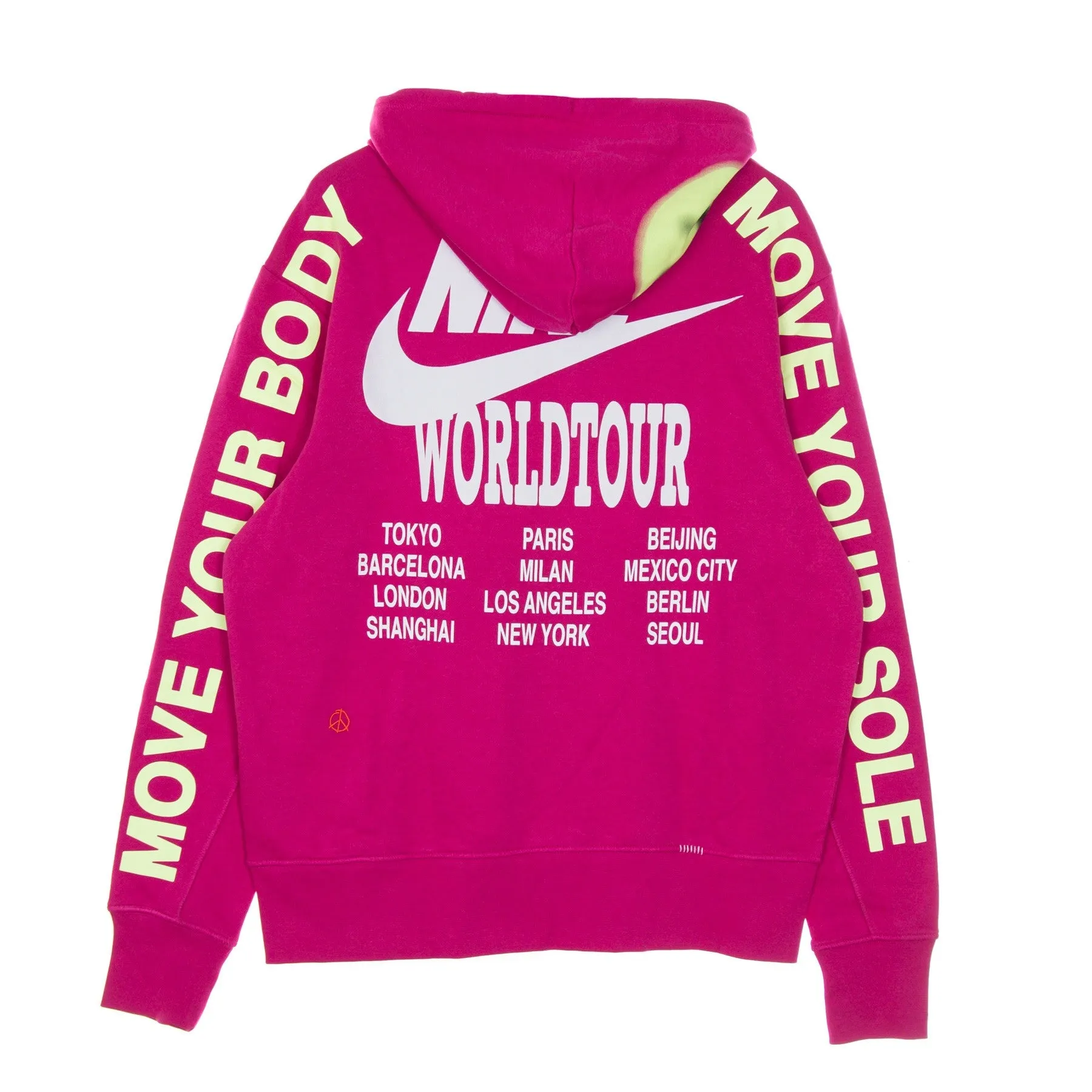 Felpa Leggera Cappuccio Uomo M Sportswear Pullover French Terry Hoodie World Tour Fireberry