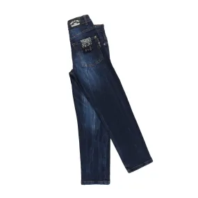 Jeans In Denim Blu Con Ricamo Logo John Richmond