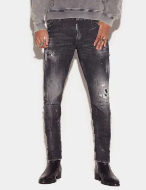 Jeans Ripped Knee Wash Sexy Twist - Black