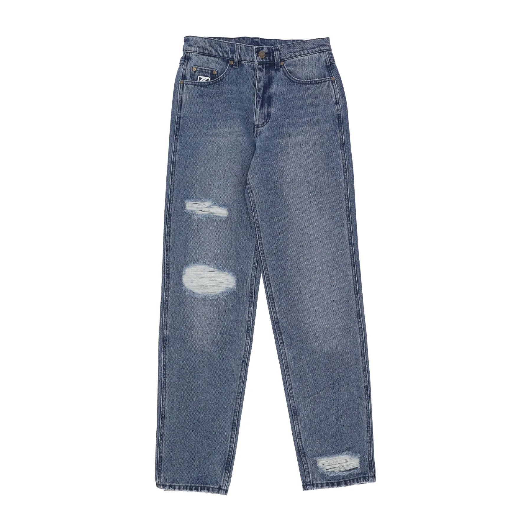Jeans Uomo Baggy Five Pocket Heavy Distressed Denim Pant Blue Indigo