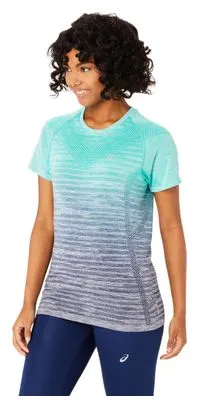 Maglia Asics a manica corta senza cuciture da donna Blu Verde