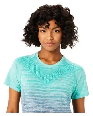 Maglia Asics a manica corta senza cuciture da donna Blu Verde