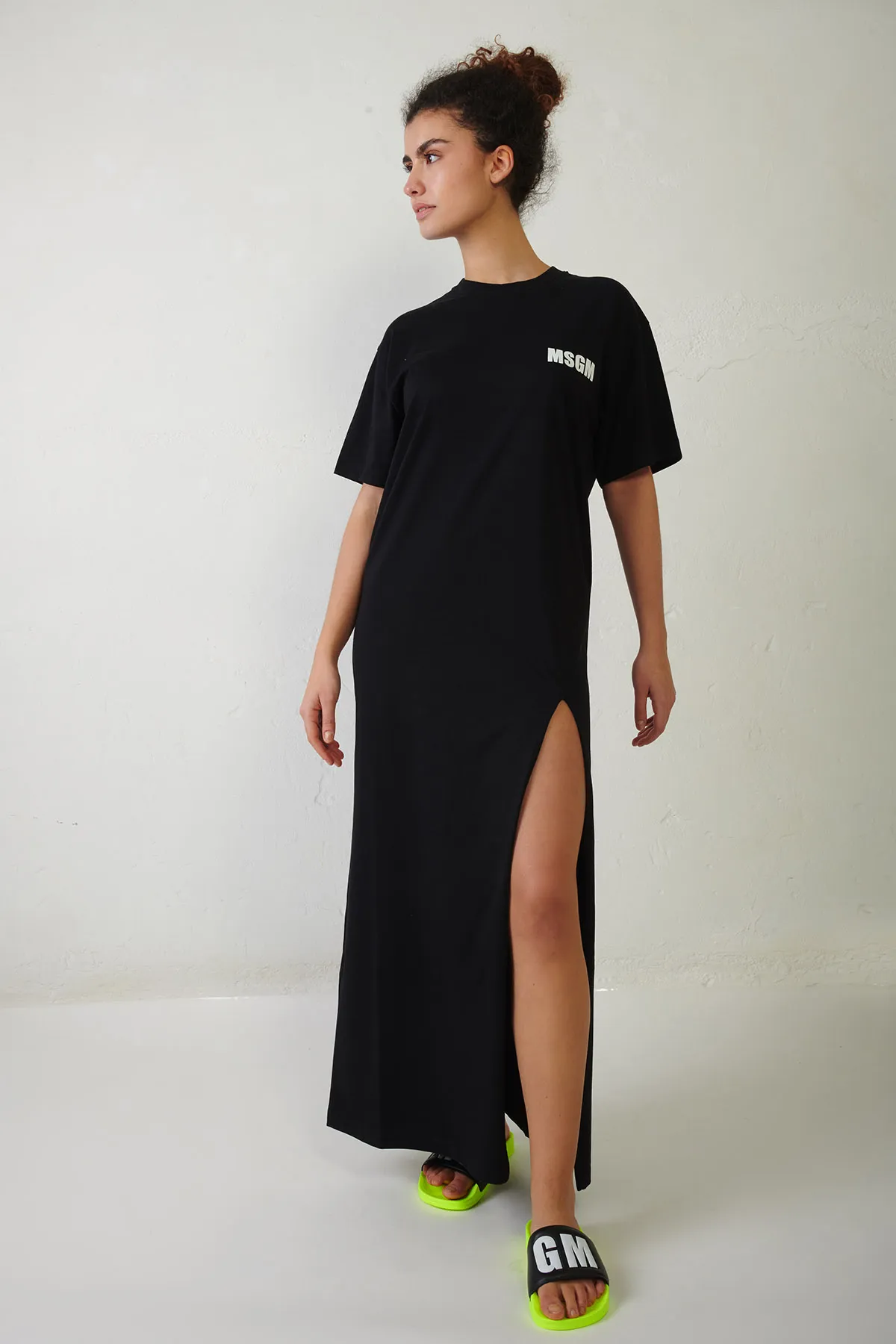 MSGM Abito in jersey lungo con spacco