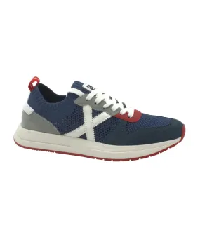 MUNICH 8903023 NET 23 blu scarpe uomo sneakers lacci tessuto pelle forata