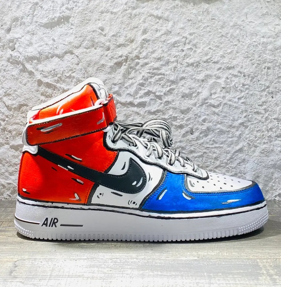 Nike Air Force 1 07 Mid Cartoon Bianco Rosso Blu Pepsi