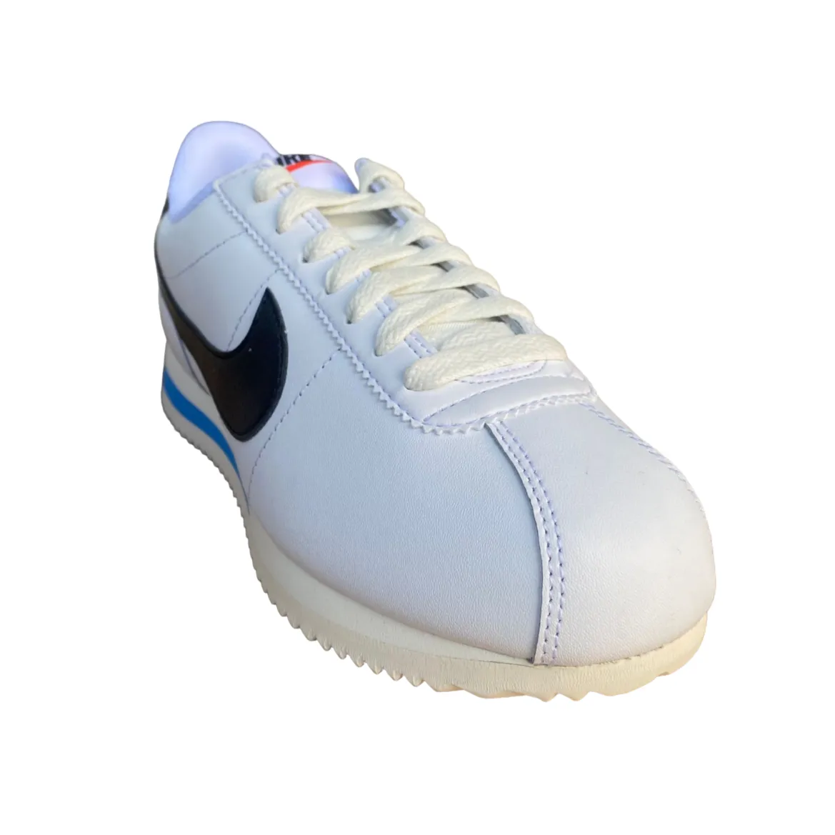 Nike scarpa sneakers da donna Cortez DN1791-100 bianco nero azzurro