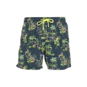 Pantaloncini da bagno con motivo tropicale verde