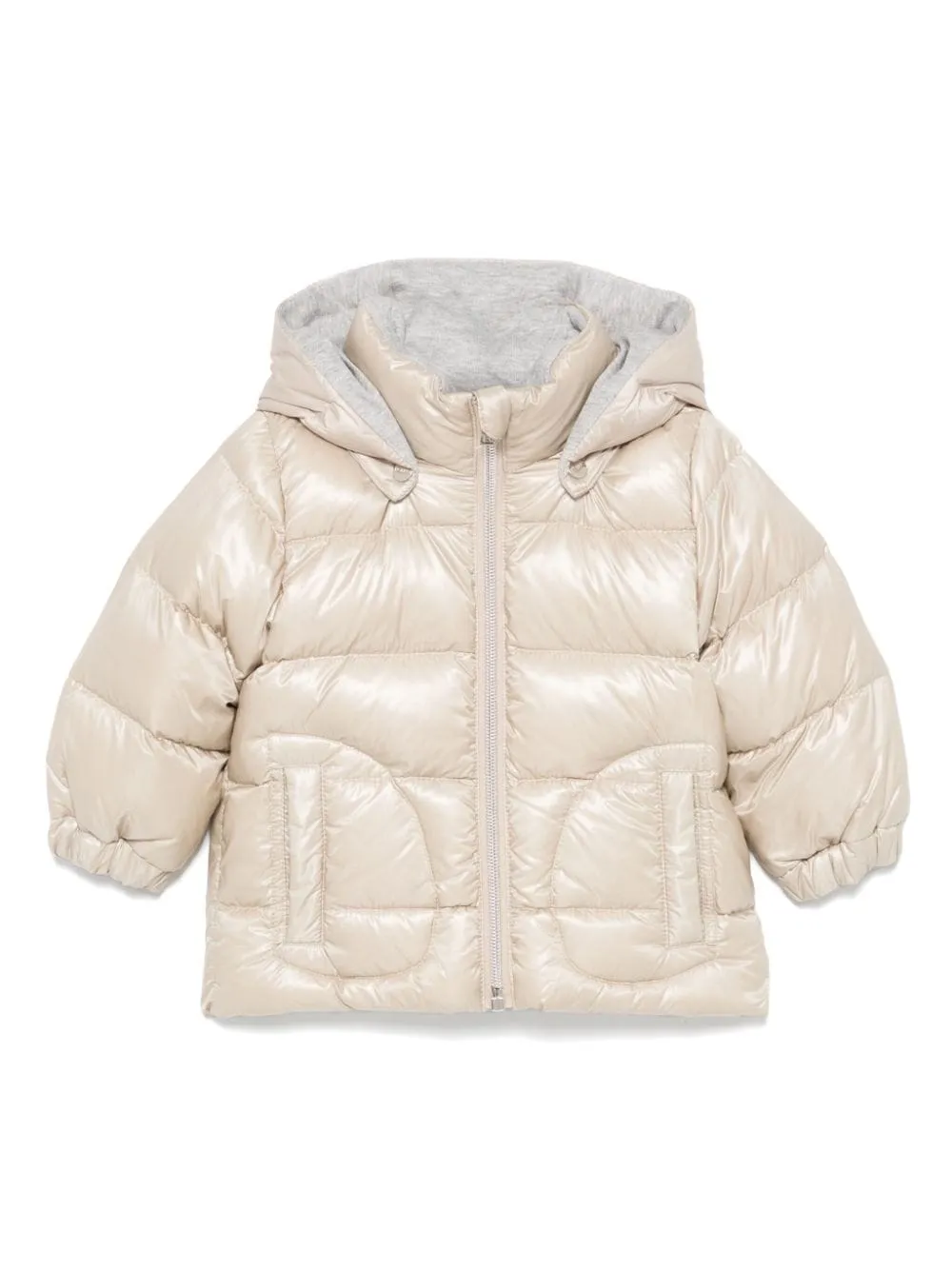 Piumino per neonato Herno Kids beige con cappuccio staccabile