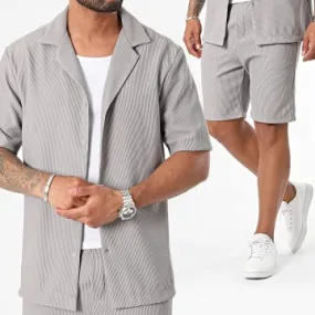 Set camicia a maniche corte e pantaloncini da jogging grigio