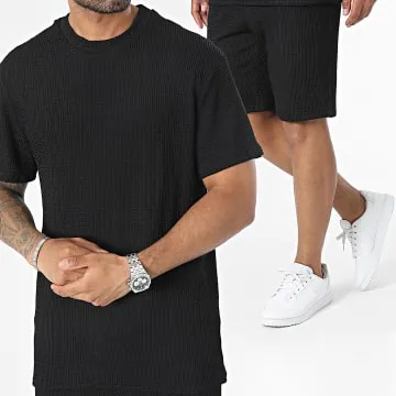 Set di maglietta e pantaloncini da jogging neri