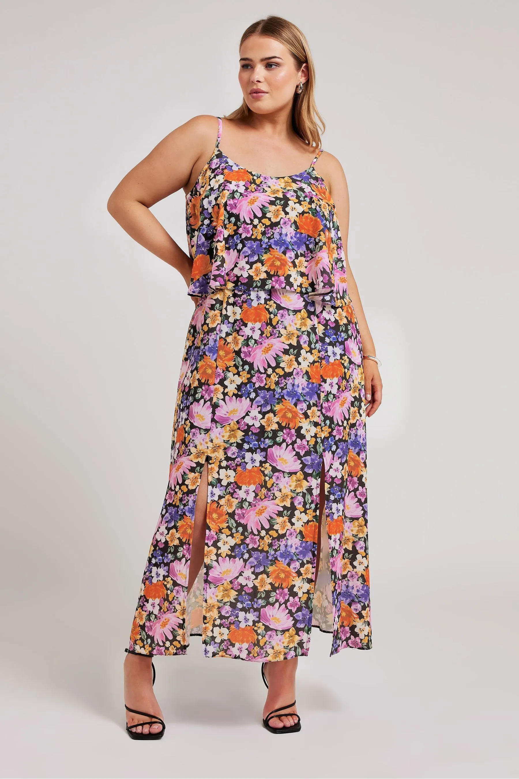 Yours Curve London Floral Overlay Maxi Dress    